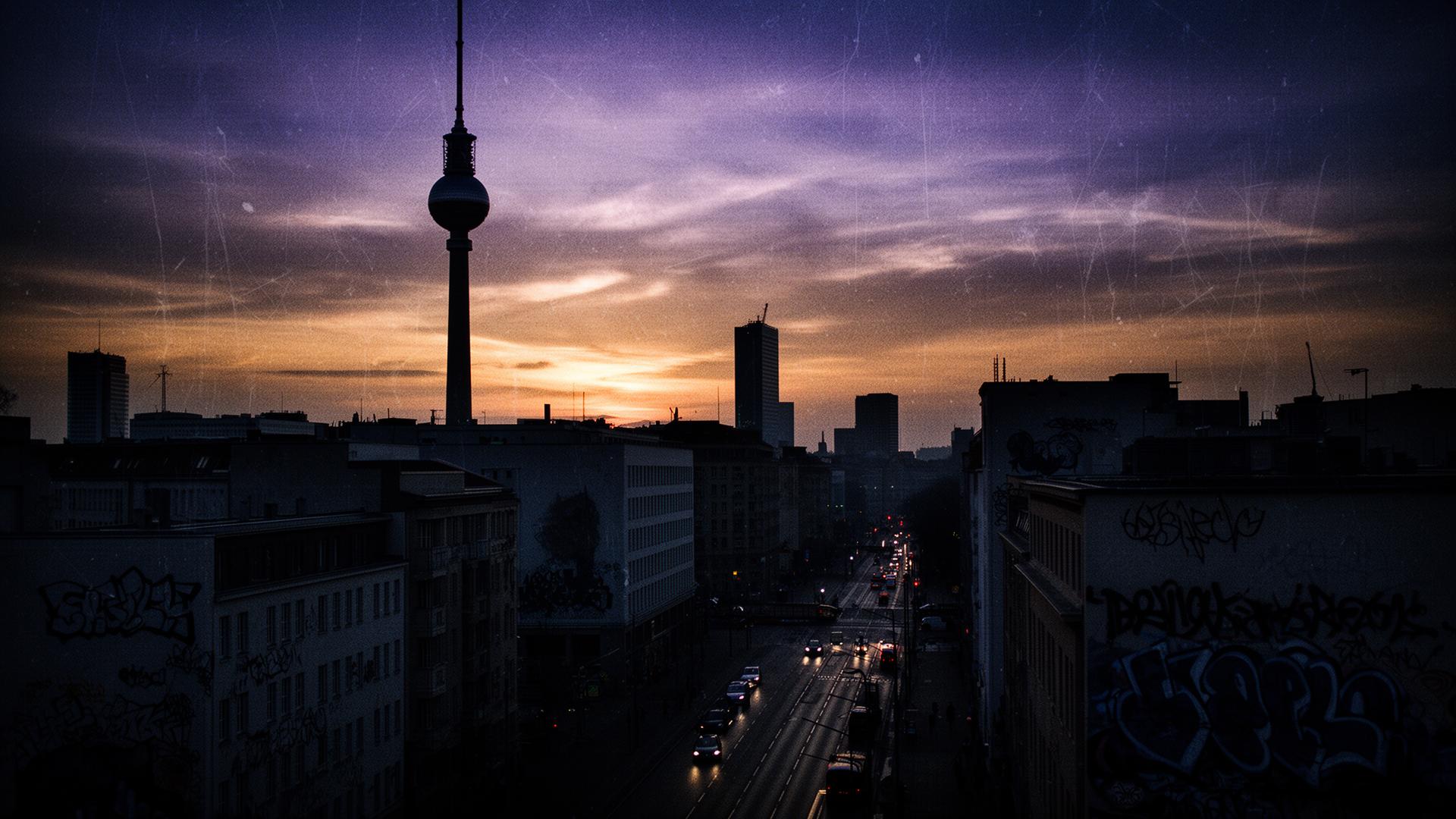 Berlin skyline at dusk